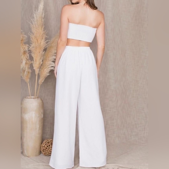 NWT Malibu Bum Smocked Tie Tube Top with Matching Pant Set - Picture 2 of 4